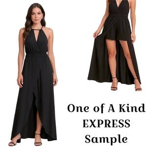 Express One Of A Kind Black High-Low Halter Dress Shorts Romper Sample Size 6